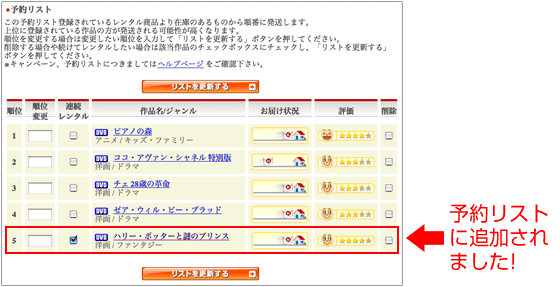予約リスト